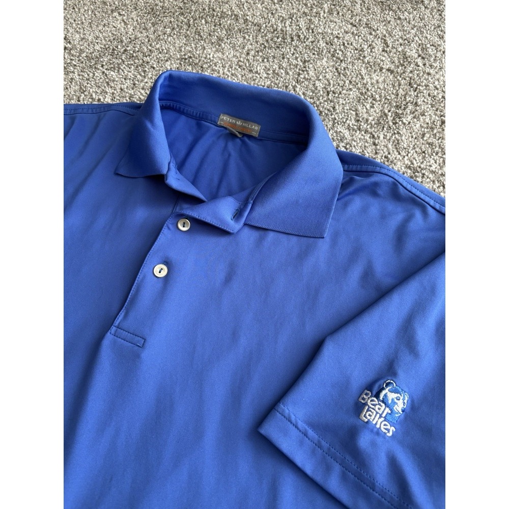Peter Millar Polo Shirt Mens Size Large Blue Summer Comfort‎ Performance